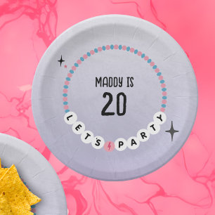 Plato De Papel Amistad Pulsera Púrpura Cumpleaños
