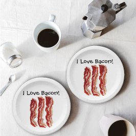 Plato De Papel Amo a Bacon