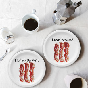 Plato De Papel Amo a Bacon