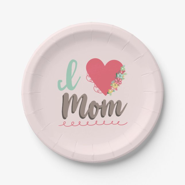 Plato De Papel Amo a Mamá Rosa (Anverso)