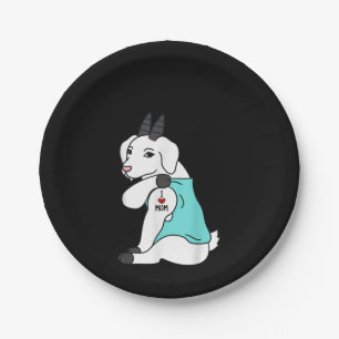 Plato De Papel Amo a Mamá Tattoo Goat Funny Mors Day Mascota