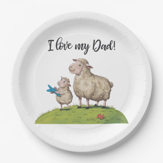 Plato De Papel Amo A Mi Papá Sheep (Anverso)