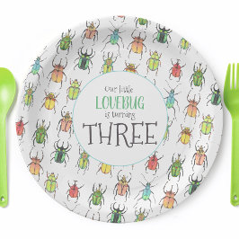 Plato De Papel Amo Bugs Beetles Niños Cumpleaños