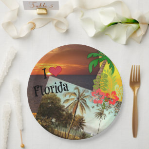 Plato De Papel Amo Florida, Diseño Tropical Popular,