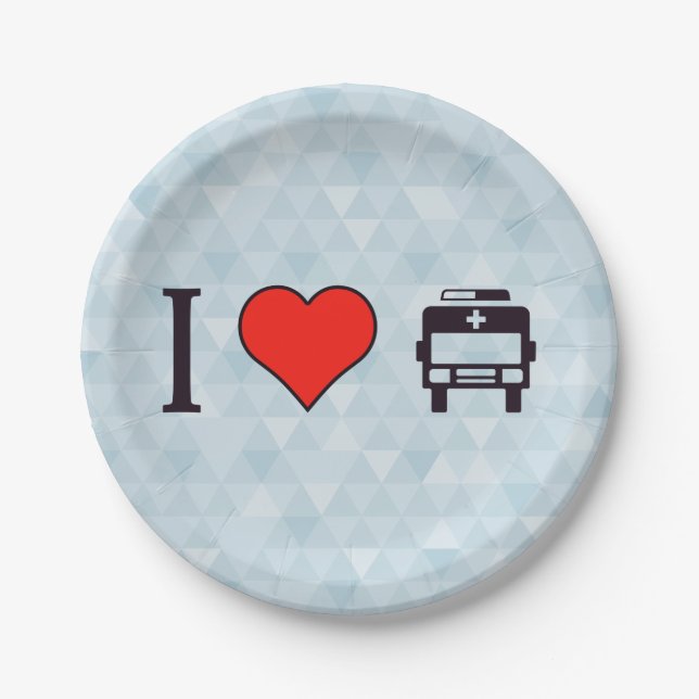 Plato De Papel Amo la ambulancia (Anverso)