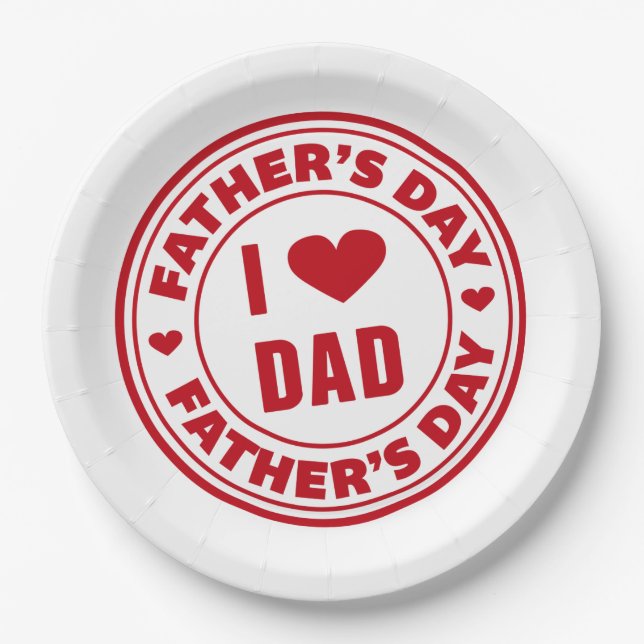 Plato De Papel Amo la placa de papel feliz del día de padre del (Anverso)