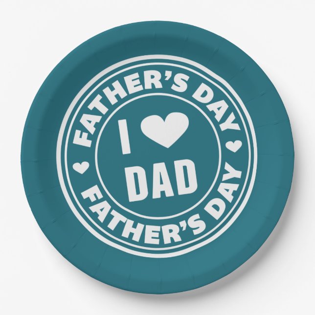 Plato De Papel Amo la placa de papel feliz del día de padre del (Anverso)