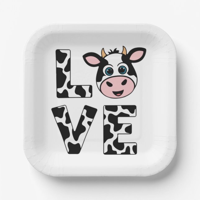Plato De Papel Amo las vacas (Anverso)