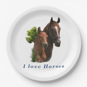 Plato De Papel Amo los Caballos
