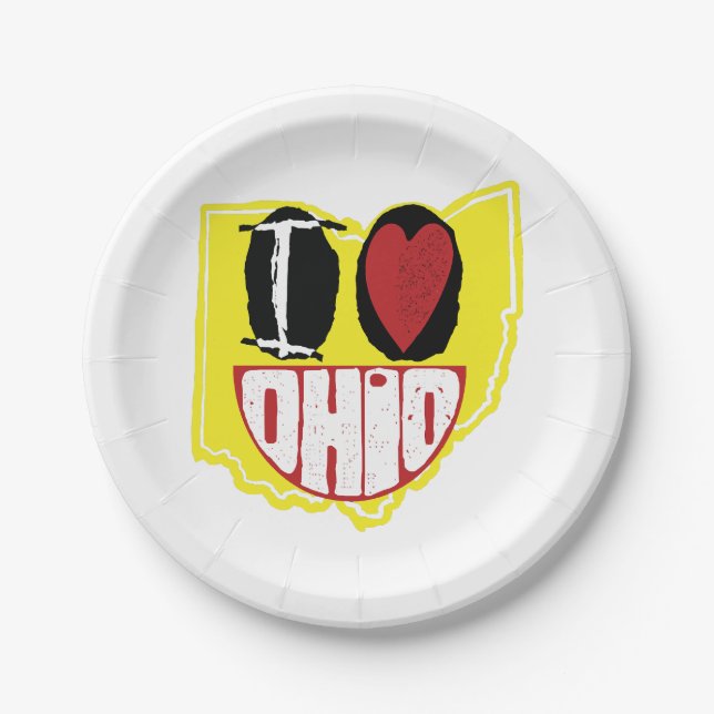 Plato De Papel Amo Ohio Sonriendo Cara Feliz (Anverso)