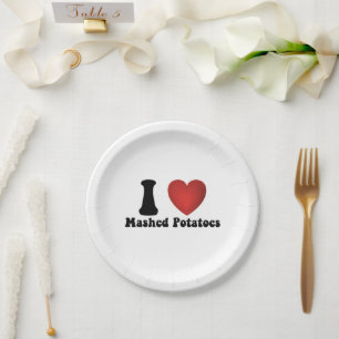 Plato De Papel Amo Puré De Papas Regalo De Cena De Acción De Grac