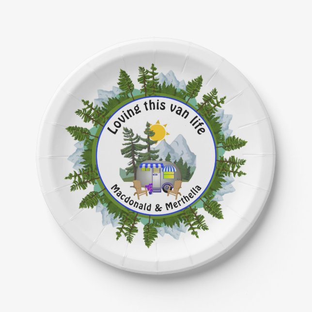 Plato De Papel AMOR A ESTE CAMPAMENTO CARAVANO personalizado (Anverso)