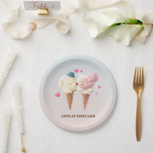 Plato De Papel Amor a Primera Lamedura: Arte de Helado de Bichon