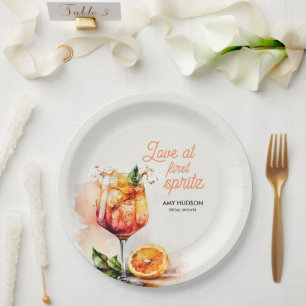 Plato De Papel Amor a Primera Spritz Despedida de Soltera