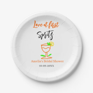 Plato De Papel Amor a primera spritz naranja negro despedida de s