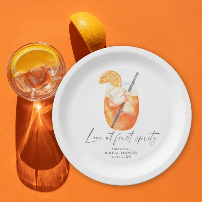 Plato De Papel Amor al primer spritz Ducha de novia (Subido por el creador)