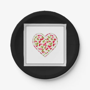 Plato De Papel Amor, bayas, cereza