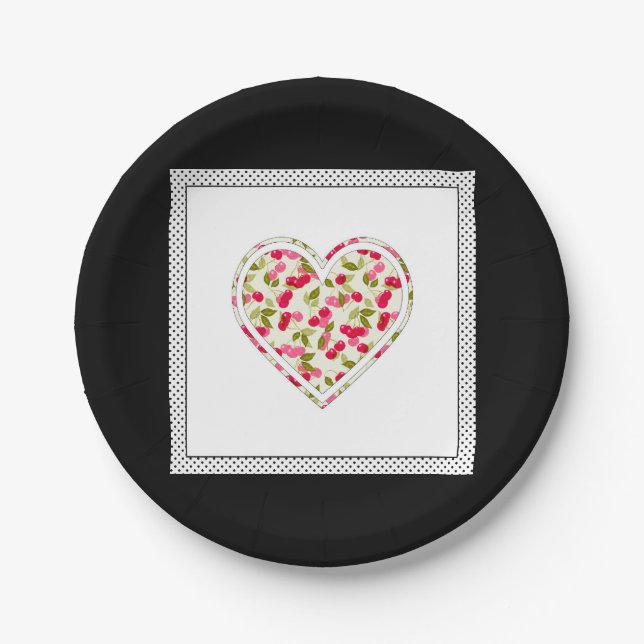 Plato De Papel Amor, bayas, cereza (Anverso)