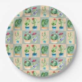 Plato De Papel amor cactus - acuarela (2)