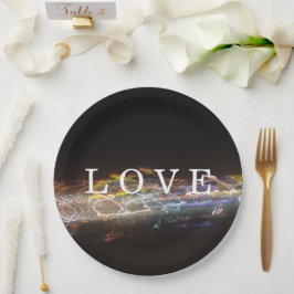 Plato De Papel AMOR con Luces Eléctricas