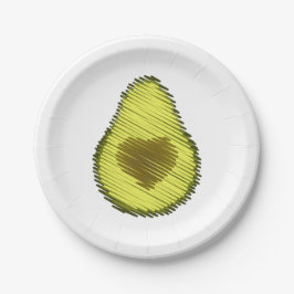 Plato De Papel Amor de aguacate garabateado
