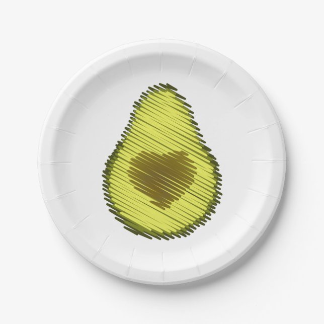 Plato De Papel Amor de aguacate garabateado (Anverso)