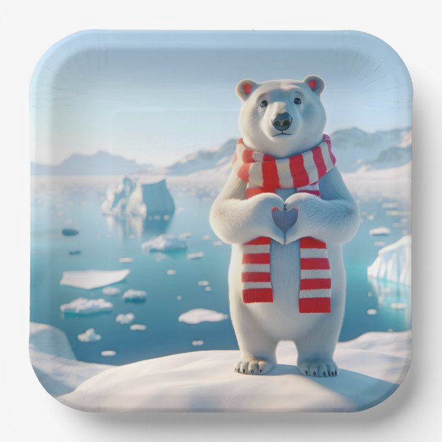 Plato De Papel Amor del oso polar (Anverso)