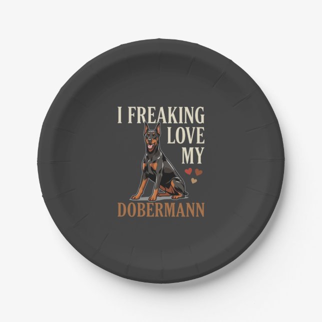 Plato De Papel Amor Dobermann Amante Perros (Anverso)