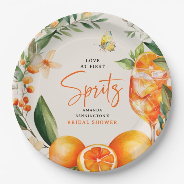 Plato De Papel Amor elegante en la primera ducha de novias de Spr (Anverso)