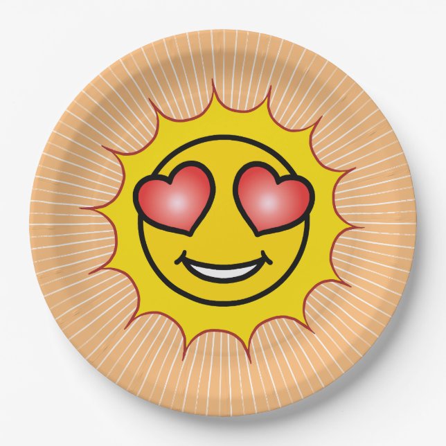 Plato De Papel Amor Emoji Sun (Anverso)