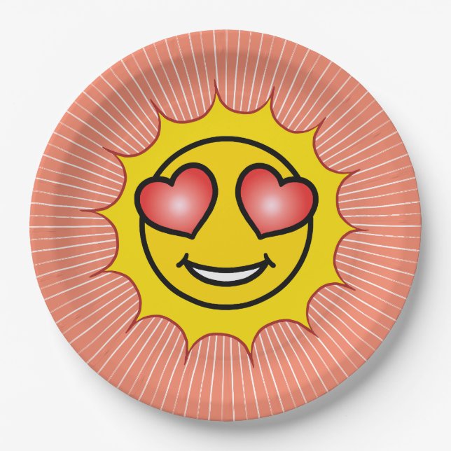 Plato De Papel Amor Emoji Sun (Anverso)