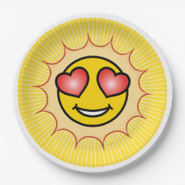 Plato De Papel Amor Emoji Sun