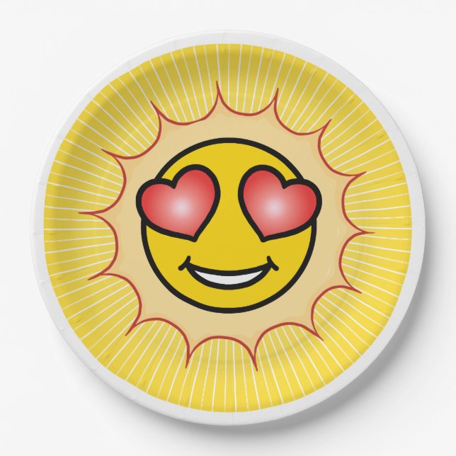 Plato De Papel Amor Emoji Sun (Anverso)