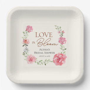 Plato De Papel Amor En El Jardín De Bloom Temática Ducha De Novia