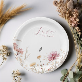 Plato De Papel Amor en flor Ducha de novia