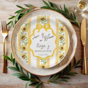Plato De Papel Amor en flor girasol ducha de novia monogramada