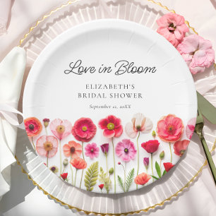 Plato De Papel Amor en la flor silvestre floreciente ducha de nov