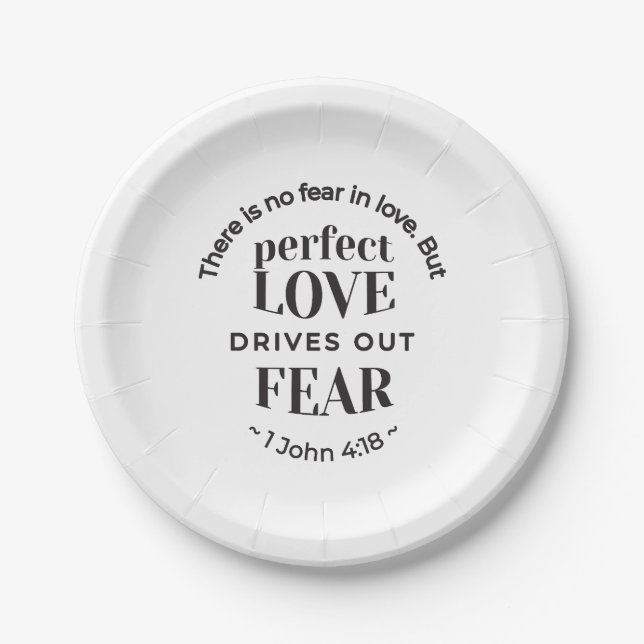 Plato De Papel Amor Eterno - 1 Juan 4:18 Escritura Cita Arte (Anverso)