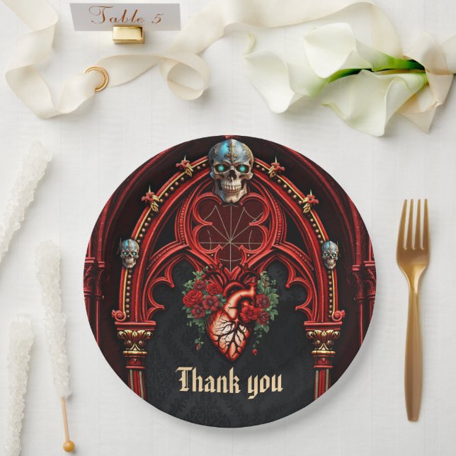 Plato De Papel Amor eterno a la sombra de los rosas. (Boda)