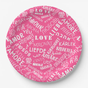 Plato De Papel AMOR - Multi Language - Personalizable Internacion