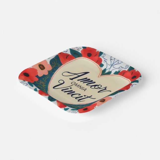 Plato De Papel Amor Omnia Vincit - cita (Angular)