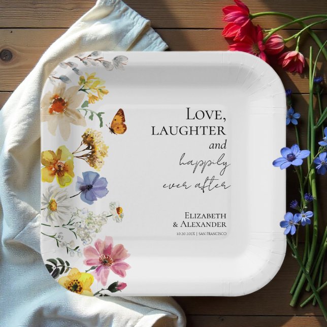 Plato De Papel Amor, risa y felizmente siempre después de Boda (Subido por el creador)