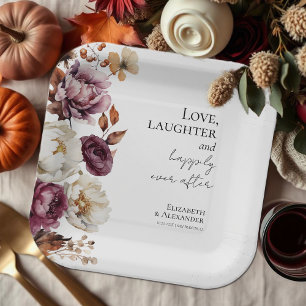 Plato De Papel Amor, risa y felizmente siempre después de Boda