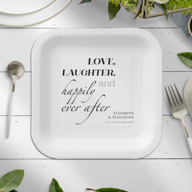 Plato De Papel Amor, risa y felizmente siempre después de Boda (Subido por el creador)