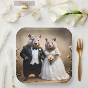 Plato De Papel "Amor Verdadero en Australia: Wombats Contrayendo 