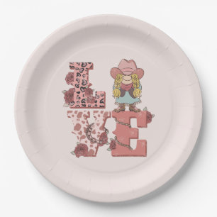 Plato De Papel "Amor" vintage al estilo campestre con una novata