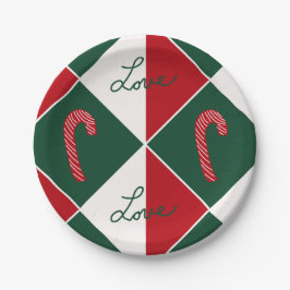 Plato De Papel Amor y canas de caramelo