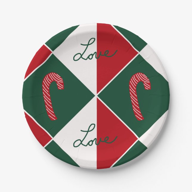 Plato De Papel Amor y canas de caramelo (Anverso)