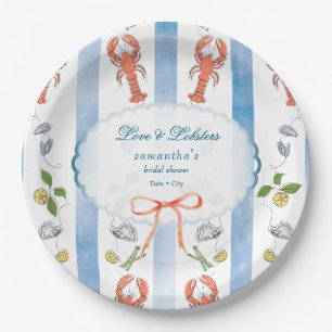 Plato De Papel Amor y langosta Coquette Bow Boda Bridal Shower