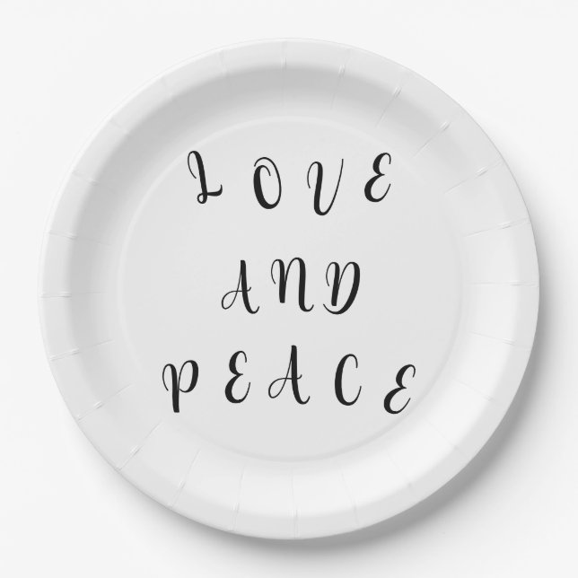 Plato De Papel Amor Y Paz Cuidados (Anverso)